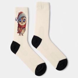 Lechuza ligera beige con calcetines Gorra de Navid