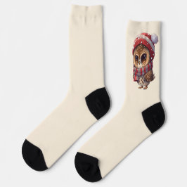 Lechuza ligera beige con calcetines Gorra de Navid