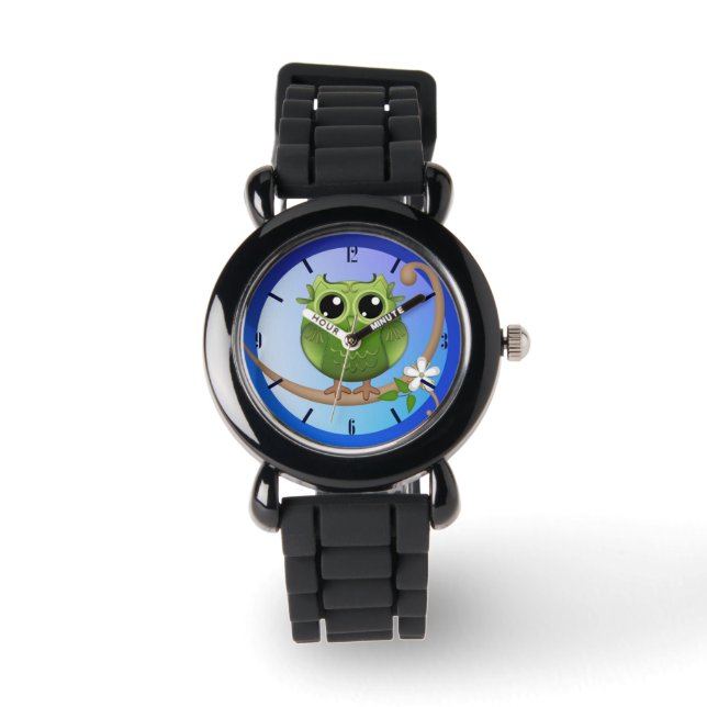 Lechuza, luna llena y Personalizado Reloj de númer (Anverso)