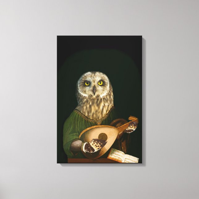 Lechuza Medieval toca el Lute - Arte Antropomórfic (Anverso)