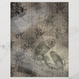 Lechuza mítica Halloween Ephemera Página de papel 