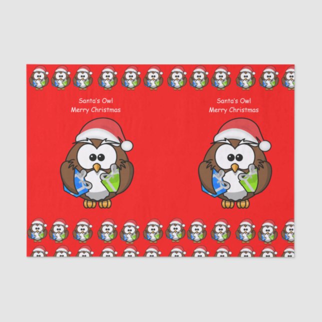 Lechuza navidad de papel de tejido decorativo (Anverso)