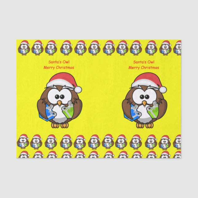 Lechuza navidad de papel de tejido decorativo (Anverso)