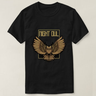 Lechuza nocturna imprimió camisetas de hombres neg