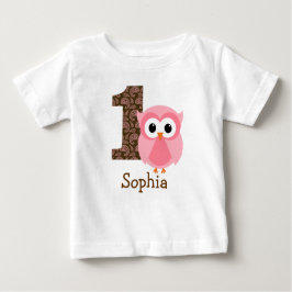 Lechuza personalizable Camisa de primer cumpleaños
