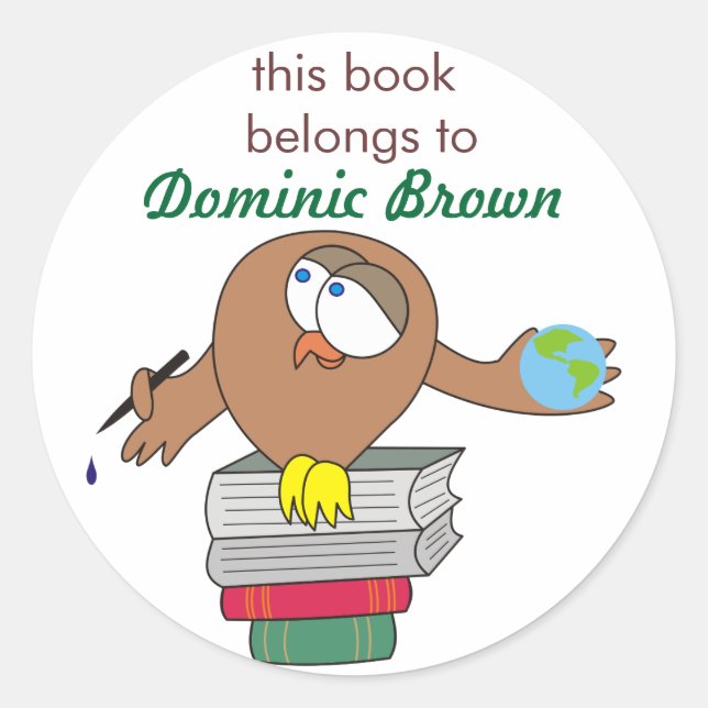 Lechuza personalizado con Pegatinas de libros pers (Anverso)