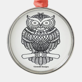 Lechuza (redondo blanco) - Ornamento premium