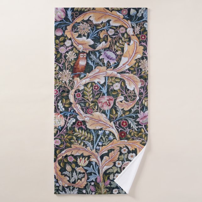 Lechuza y flores, William Morris (Toalla de baño)