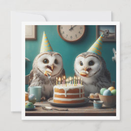 Lechuzas comiendo pastel, graciosa invitación de c