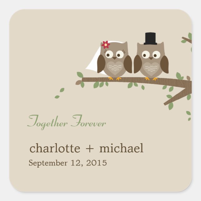 Lechuzas de amor favorecen al Pegatina (Anverso)