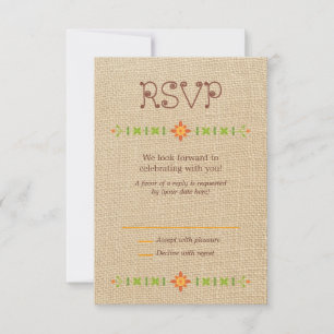 Lechuzas de ave en Burlap Wedding RSVP