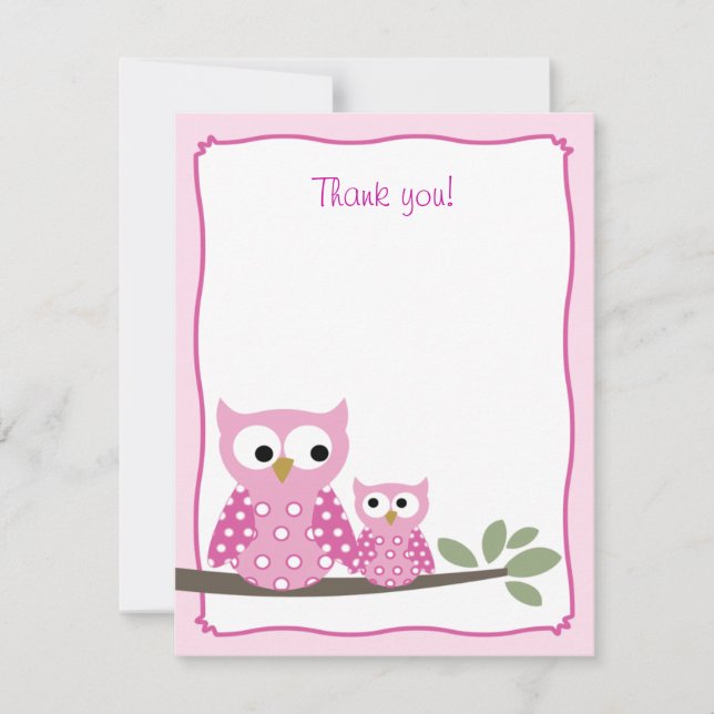 Lechuzas de Hoot Rosadas Llanto Gracias tarjeta de (Anverso)