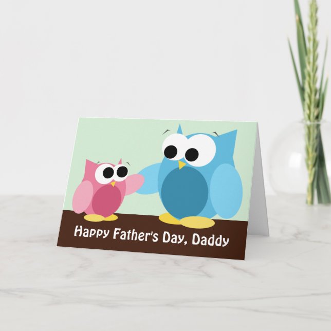 Lechuzas de papá e hija - Tarjeta del día del padr (Anverso)