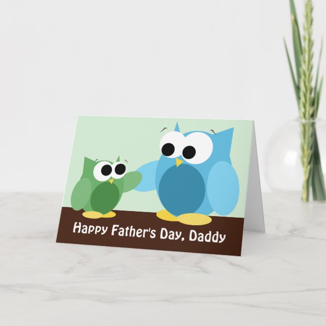 Lechuzas de papá e hijo - Tarjeta del día del padr (Anverso)