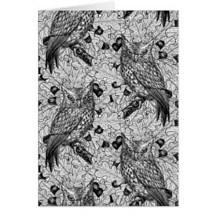 Lechuzas en el roble, negro y blanco