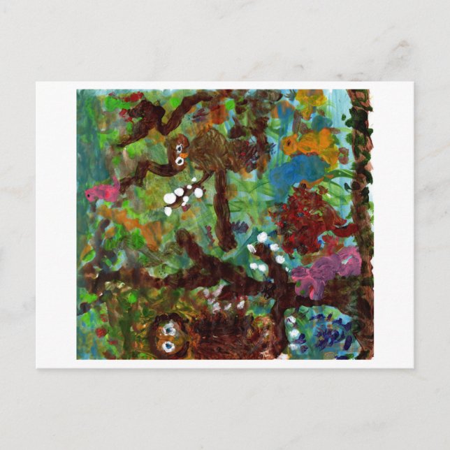 Lechuzas en un árbol, #1 postal (Anverso)