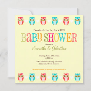 Lechuzas - Invitación a la ducha para Chicas y niñ