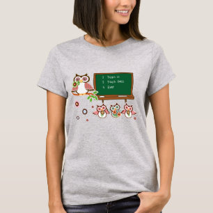 Lechuzas pequeñas diseñan camisetas para profesore