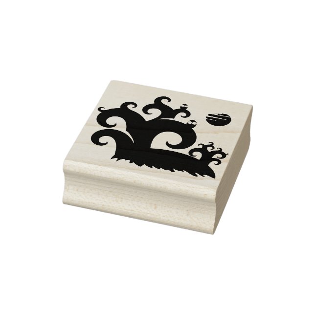 Lechuzas y sello de arte de la silueta lunar (Sello)