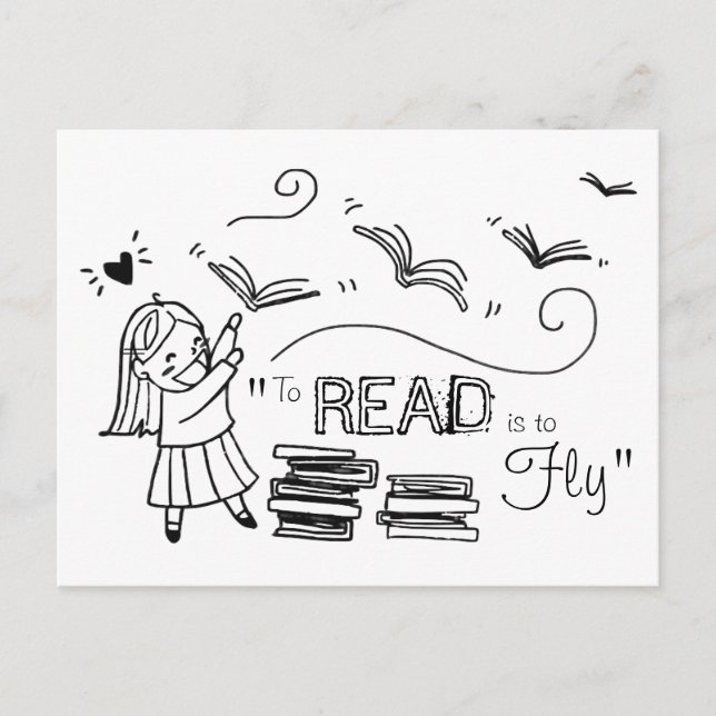 Lector Chica a leer es volar postal (Anverso)