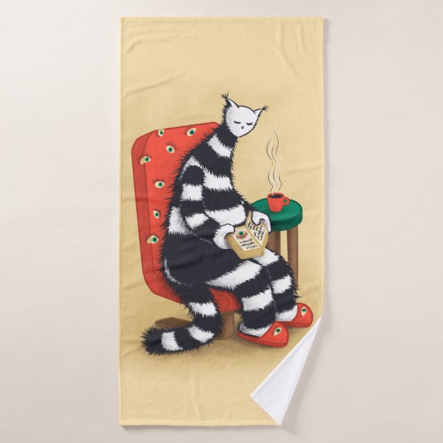 Lector de gatos de lectura de nerd del libro (Toalla de baño)