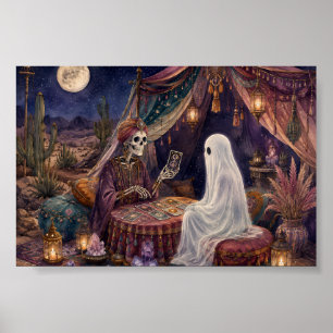 Lector de Tarot de Esqueleto Gótico Arte Fantasma