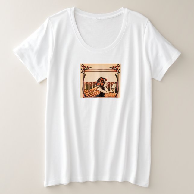 Lector vintage Art Nouveau (Anverso del diseño)
