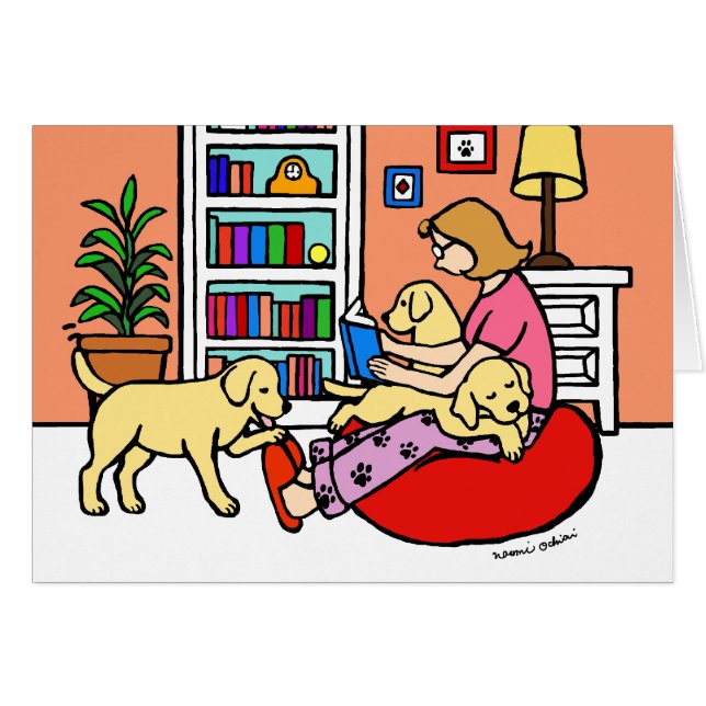 Lectura amarilla de la mamá de Labrador (Anverso (Horizontal))