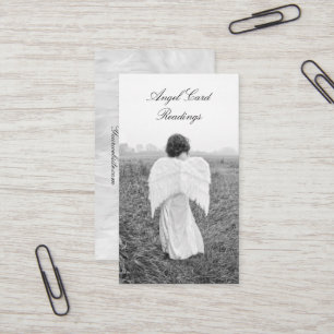 Lectura Elegante De Tarjeta De Ángel Blanco Y Negr