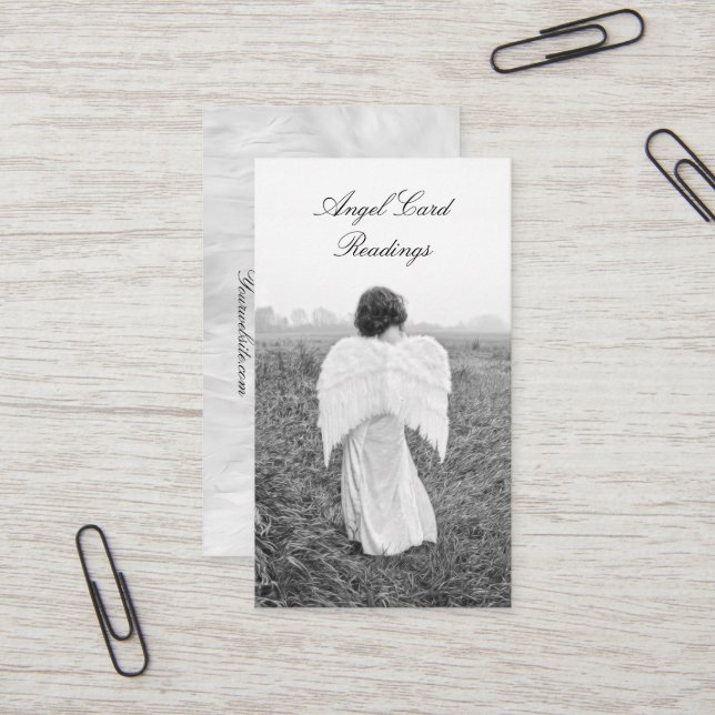 Lectura Elegante De Tarjeta De Ángel Blanco Y Negr (Anverso/Reverso In Situ)
