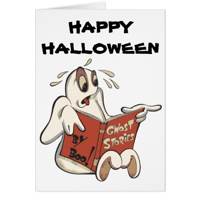 Lectura fantasma, tarjeta de saludo de Halloween (Frente)