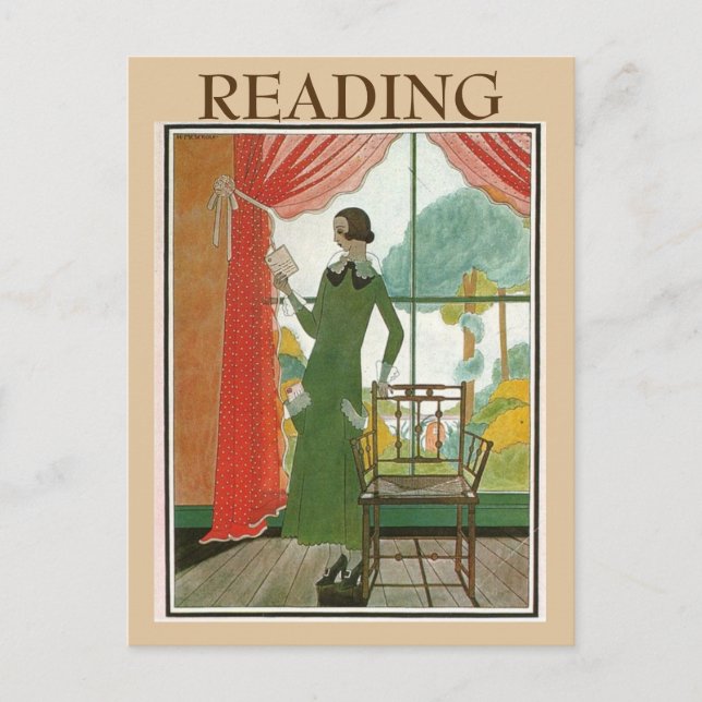 Lectura vintage, cambiar texto Tarjeta postal (Anverso)