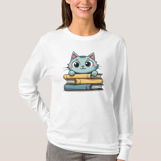 Lecturas de gatos - Camiseta de gato (Anverso)