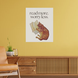 Lee Más Preocupa Menos Gato Adorable Póster de 24"