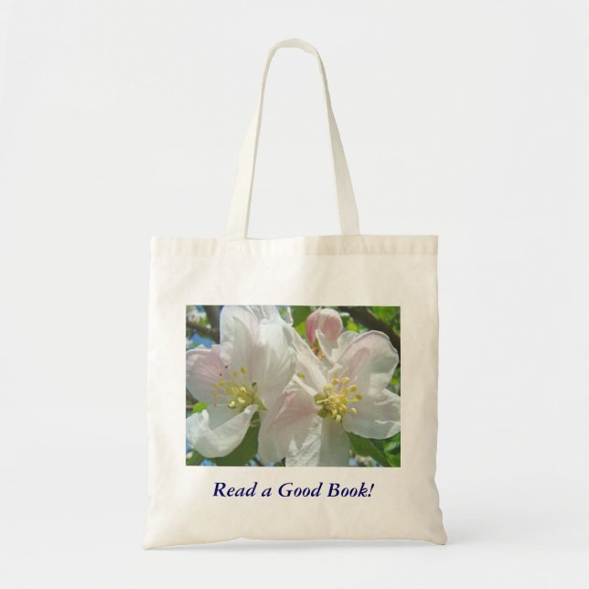 ¡Lee un Buen Libro! Bolsa de Mano Flores de Manzan (Frente)