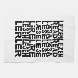 Leer en 8 idiomas Lino Print Kitchen Toallas