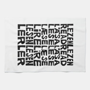 Leer en 8 idiomas Lino Print Kitchen Toallas