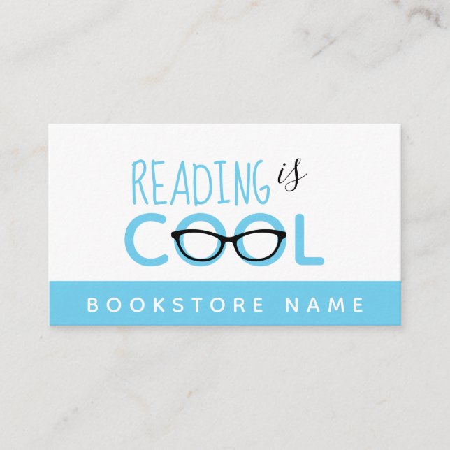 Leer es Guay Bookstore - Tarjeta de visita azul (Anverso)