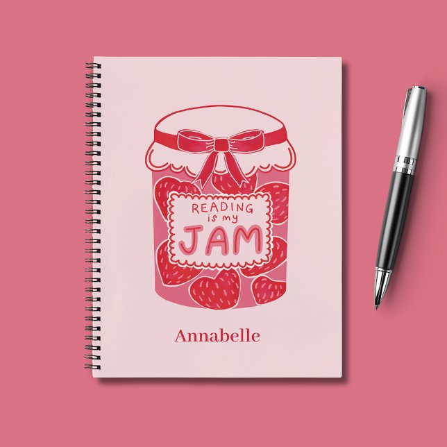 Leer es mi amante del libro de mermeladas (Cute personalized notebook for bookish girls, with Reading is my Jam illustration & custom name.)