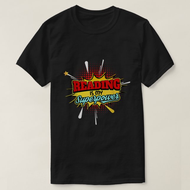 Leer es mi camiseta de superpotencia, libro camise (Diseño del anverso)