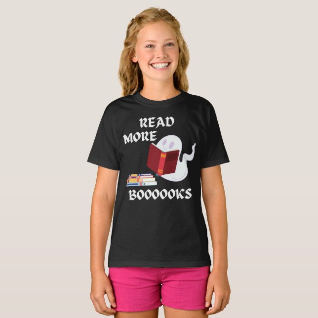Leer más libros: Camiseta divertida de Halloween (Anverso completo)