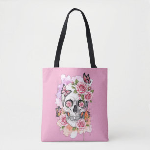 Legado de luz rosa - Calavera gótica y bolsa de té