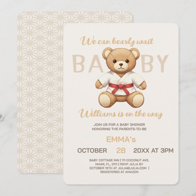 Legendary Red Belt Judo Bear – Baby Shower  (Anverso / Reverso)