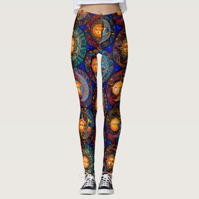 Leggencias de sueño cósmico: Leggings de sol y lun (Anverso)