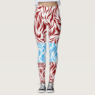 Leggin de Patrón de Remolino Abstracto Rojo y Azul