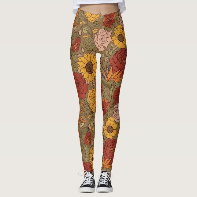 Legging con estampado floral cálido (Anverso)