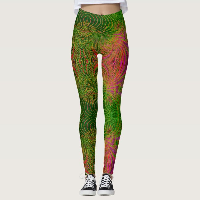 Legging con patrón psicodélico retro funky (Anverso)