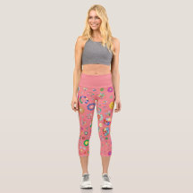 Legging court multi fleurs