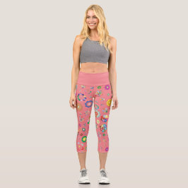 Legging court multi fleurs