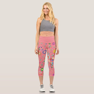 Legging court multi fleurs